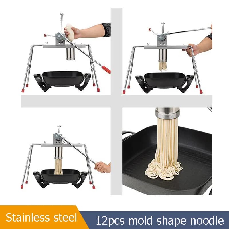 Pressa per noodle manuale commerciale sicura in acciaio inossidabile Pressa per pasta a 12 forme