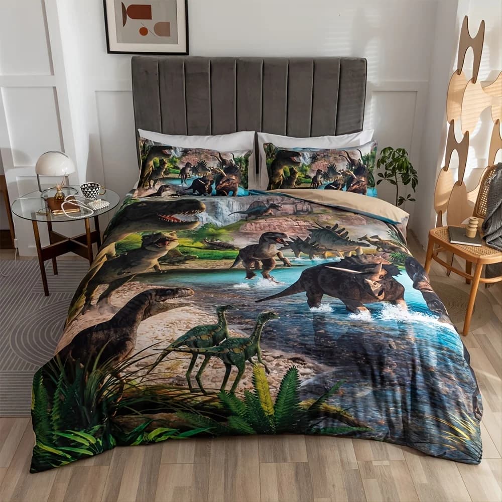 Dinosaur Bedding for Boys Dinosaur Duvet Cover T-Rex Dinosaur Comforter Cover Kids Bedding Set with Pillowcase Home Decor