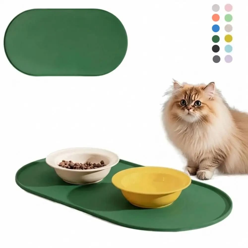 Tappetino in Silicone Durevole per Cibo per Animali Domestici, Design Antiscivolo, Impermeabile, Senza BPA, con Bordi Rialzati, per Gatti e Cani