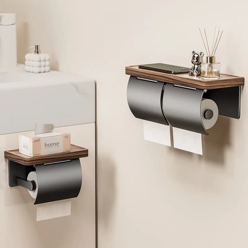 Porta carta igienica da bagno in noce senza punzonatura Porta fazzoletti in legno massello Porta fazzoletti