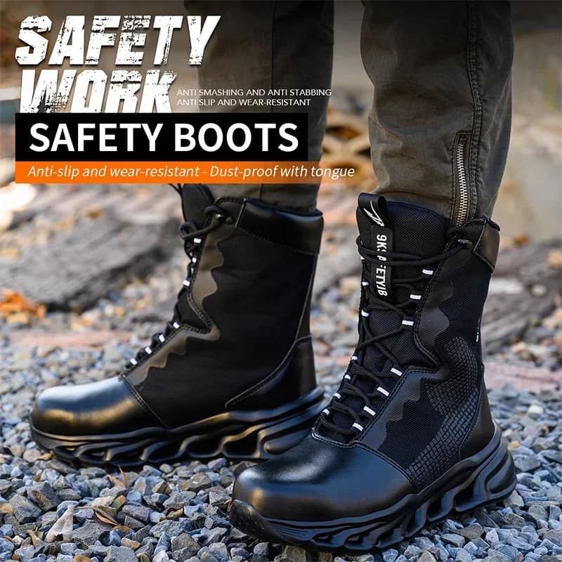 Scarpe tattiche da esterno Stivali da uomo Scarpe antinfortunistiche Puntale in acciaio di sicurezza Stivali militari Stivali da lavoro anti-sfondamento con punta in acciaio