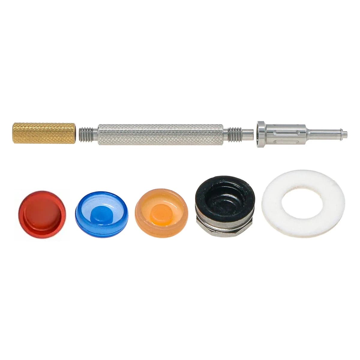 Set of laboratory retention caps for metal housings for universal implants Set of tools for insertion extraction Tool for localizer core
