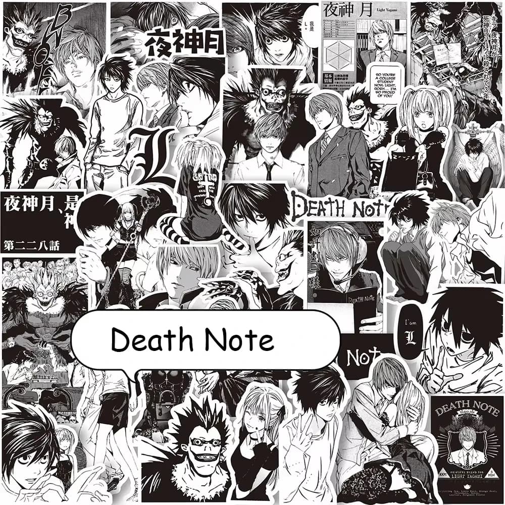 65pcs/set Anime Death Note Stickers Black White Decals Decoration DIY Scrapbook Luggage Laptop Bike Suitcase Car Graffiti Decals