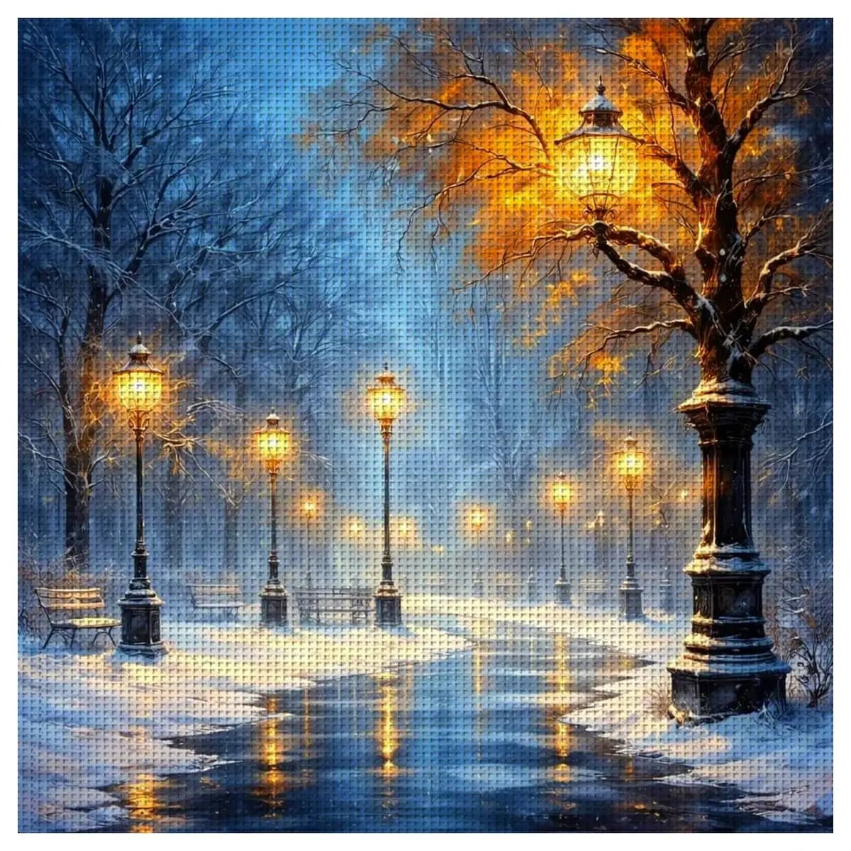 1pc 40X40CM/15.74inch Beautiful night view stamped cross stitch kit DIY kit 11CT/14CT DIY Embroidered set DIY Cross-Stitch Set