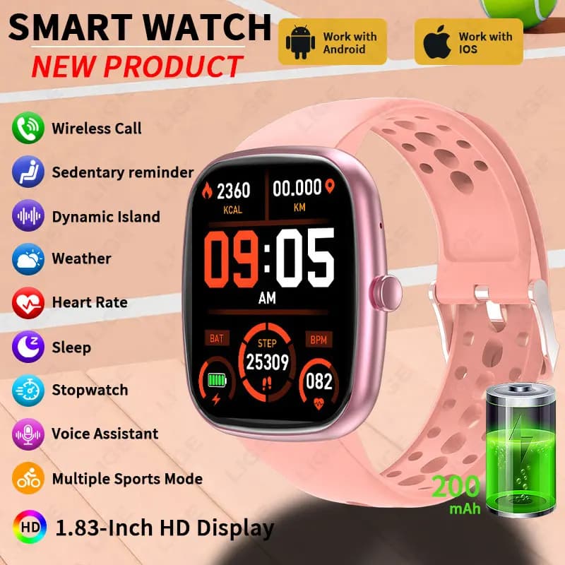 2026 Nuovo Smart Watch per Android iOS Uomo Donna Chiamata Bluetooth Riproduzione musicale Orologio Previsioni meteo Calcolatrice Smartwatch hombre