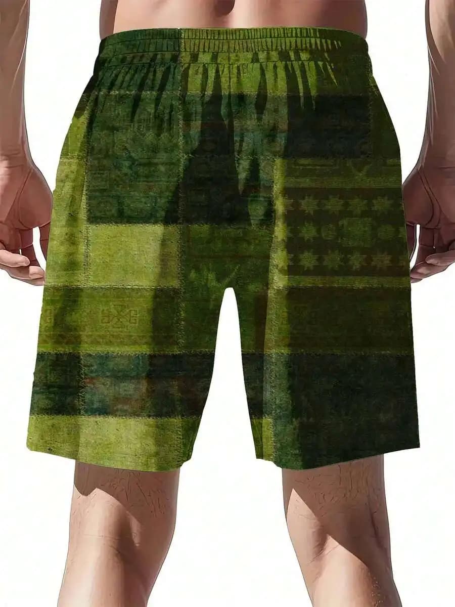 Mens Green Camouflage Shorts For Outdoor Camping Hiking Summer Festival