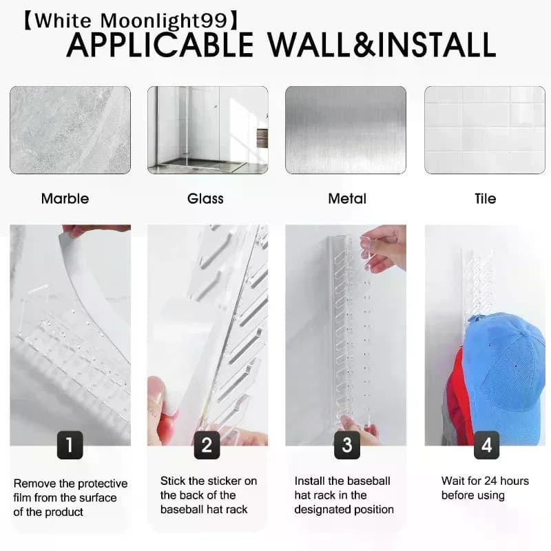Espositore Moderno in Acrilico per Cappelli da Baseball, Organizzatore Multiuso per Cappelli, per Camera da Letto, Armadio, Soggiorno, Casa [Bianco]