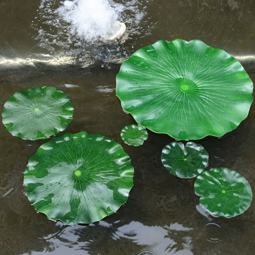 8 Pezzi Foglie di Loto Artificiali Resistenti all'Usura, Decorazioni per Laghetto, Foglie di Giglio Simulate, Accessori da Giardino, Piante per Laghetto