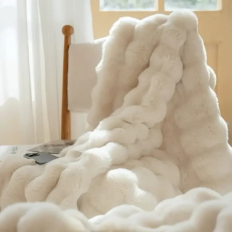 [Accogliente | Simpatico coniglio] Coperta in pile di finto coniglio morbida, calda e accogliente da 1 pezzo | Lancio per la camera da letto, la stanza degli ospiti, il soggiorno, il dormitorio degli studenti