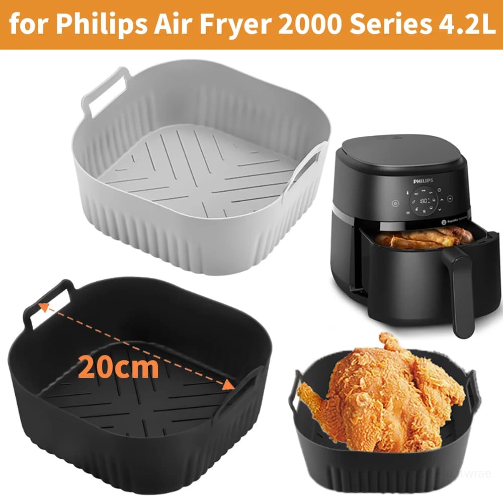 Stampo in Silicone da 20cm per Friggitrice ad Aria Philips Serie 2000 4.2L NA229, Accessori per Friggitrice ad Aria, Riutilizzabile in Sostituzione della Carta da Forno