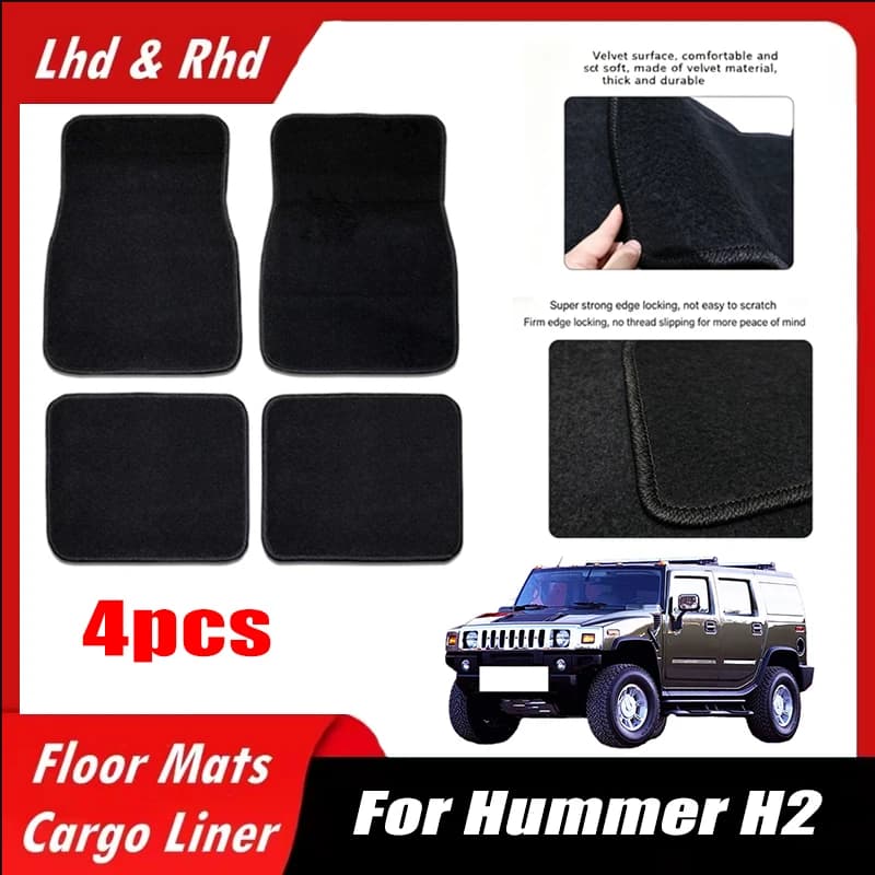 4pcs Car Floor Mats All-Weather Easy To Clean Durable Anti-Slip Interior Protection Floor Liners For Hummer H2 Accessories