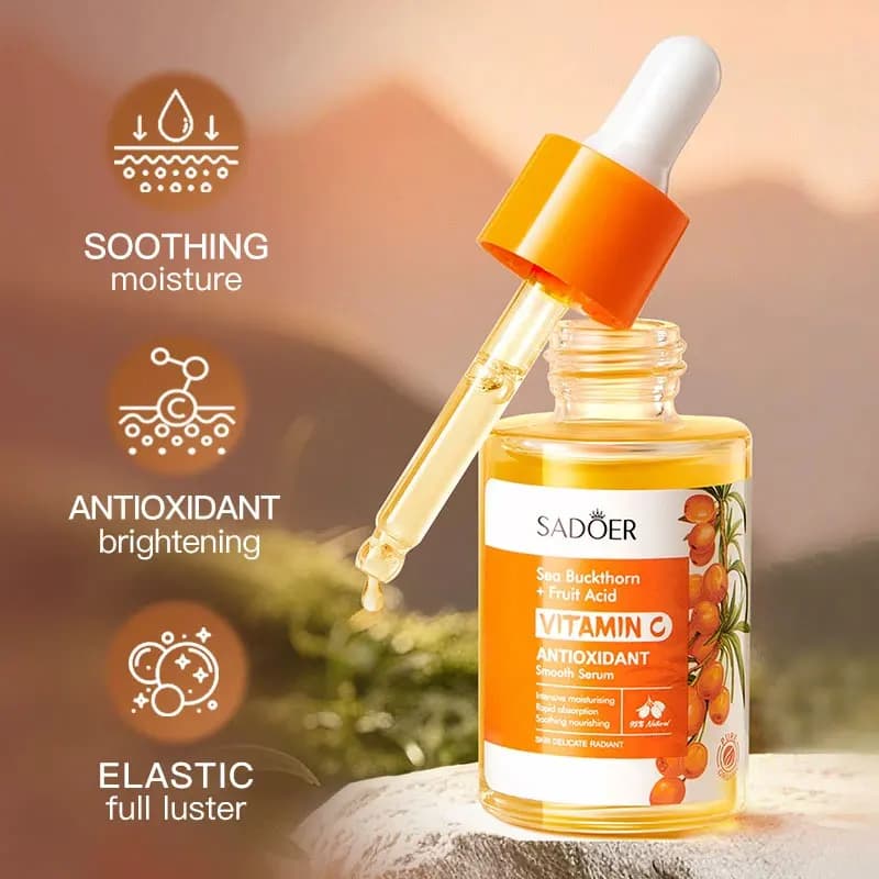 SADOER Sea Buckthom Vitamina C Antiossidante Snooth Siero Antiossidante Essenza schiarente e idratante