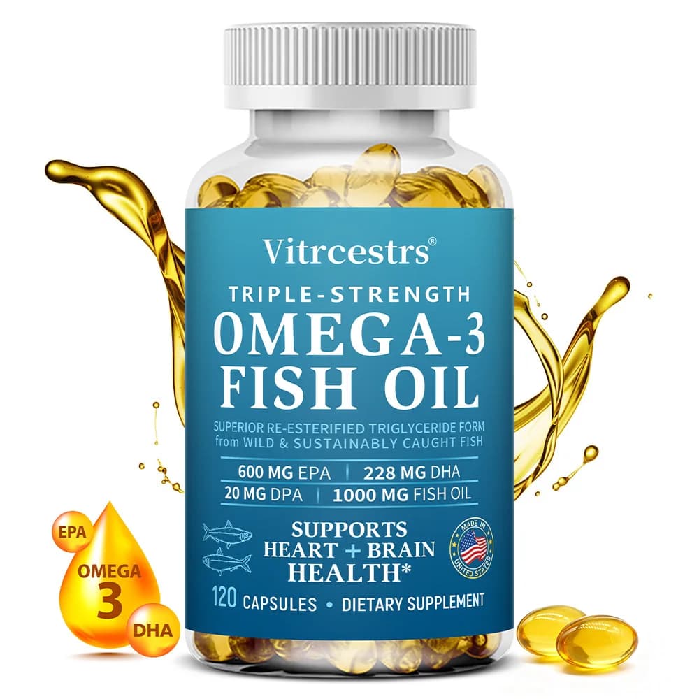 Omega 3 Fish Oil - with DHA and EPA, relieves Stress, Improves Intelligence and Supports Brain and Nervous System Health