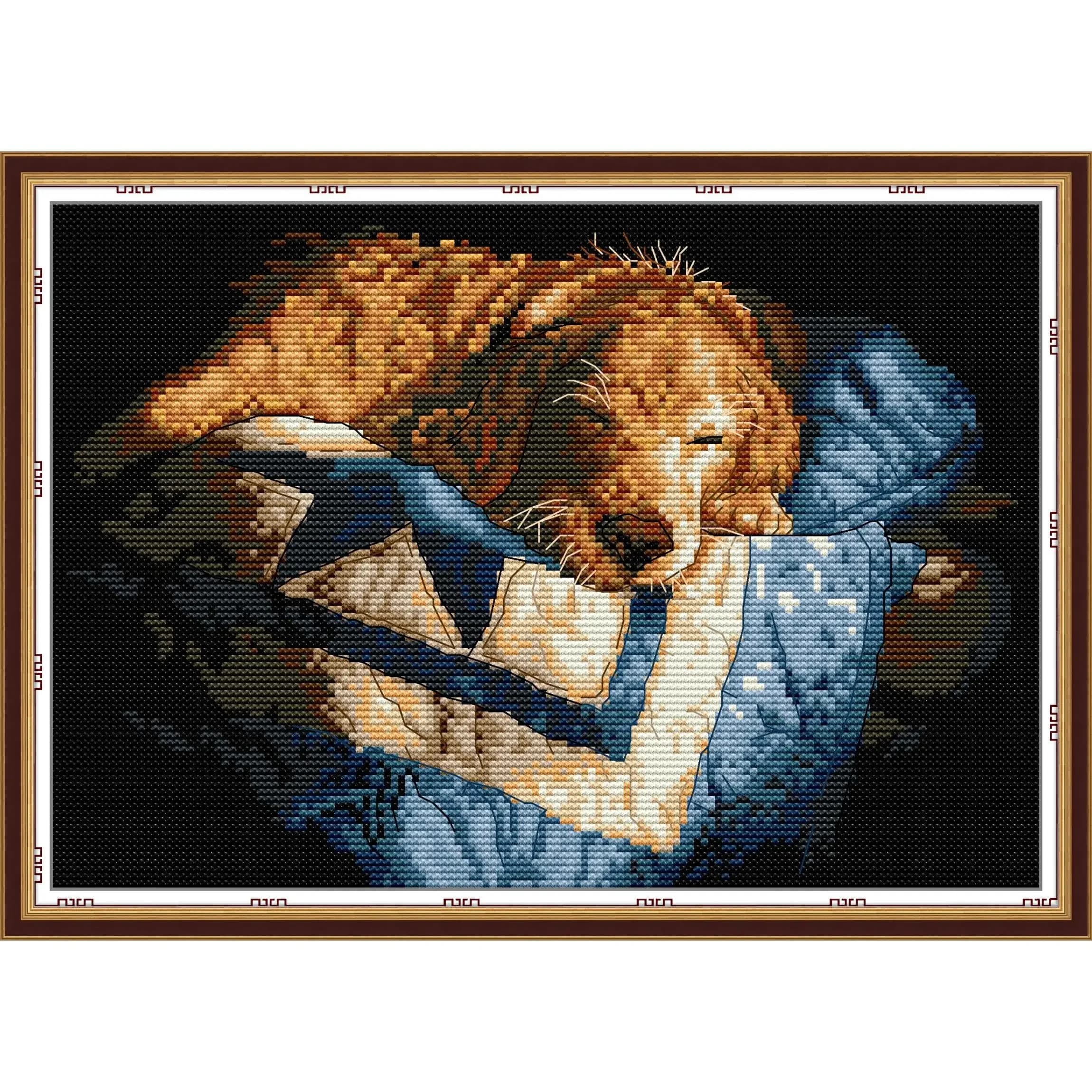 Joy Sunday Kit punto croce prestampato Easy Pattern Aida Set ricamo in tessuto stampato-il cane dorme