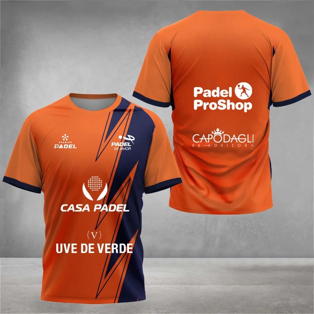 Maglietta Professionale a Maniche Corte per Padel, Traspirante e ad Asciugatura Rapida, per Allenamento e Partite, Abbigliamento Sportivo Personalizzabile per Squadre