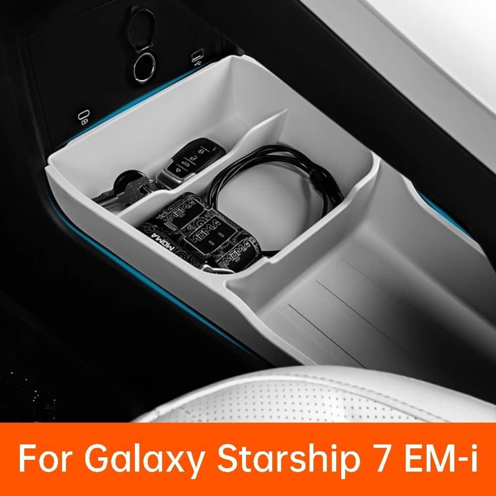 For Geely Galaxy Starship 7 EMi 2025 2026 Central Control Lower Silicone Storage Box Armrest Organizer Tray Car Accessories