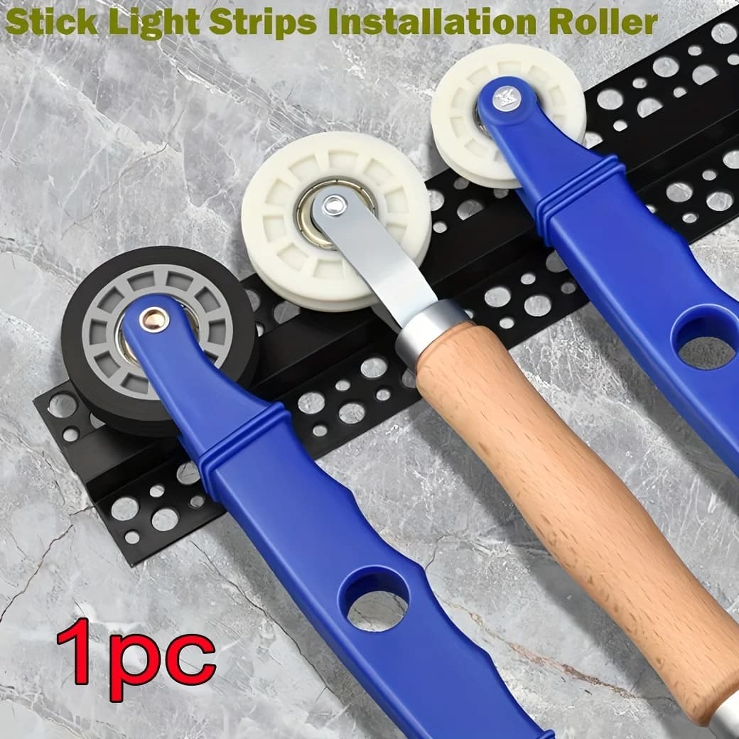 Strumento per rulli a canale per strisce LED - 2 scanalature a U e ruote piatte con manici in legno/plastica | Installa rapidamente la striscia LED da 5 mm/8 mm/10 mm