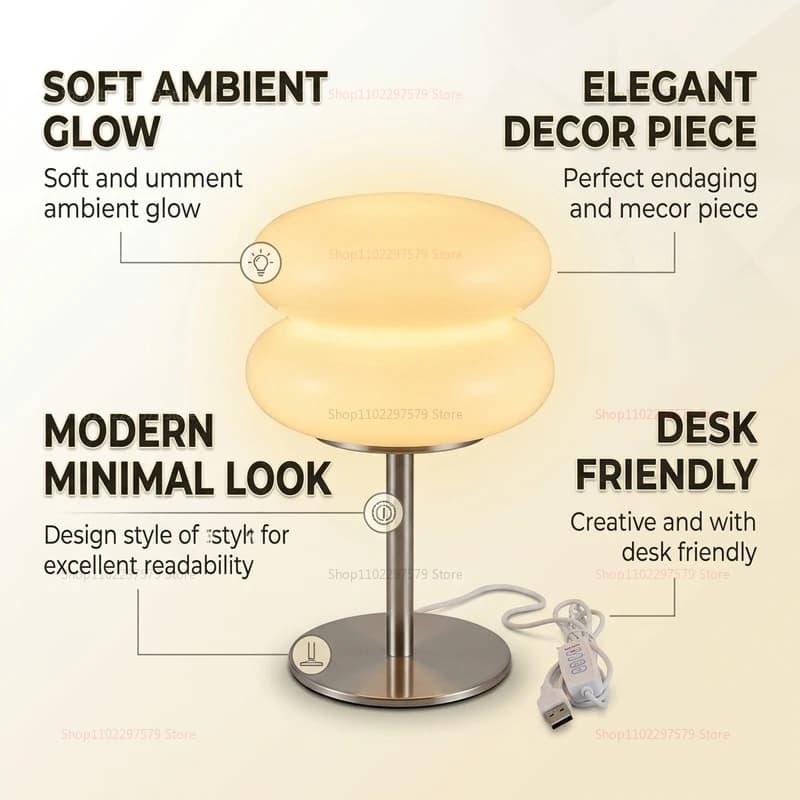 Lampada da Scrivania in Vetro con 3 Colori Dimmerabili, Luce Notturna Protettiva per gli Occhi, Decorazione per Soggiorno, Camera da Letto, Comodino, Stanza dei Bambini
