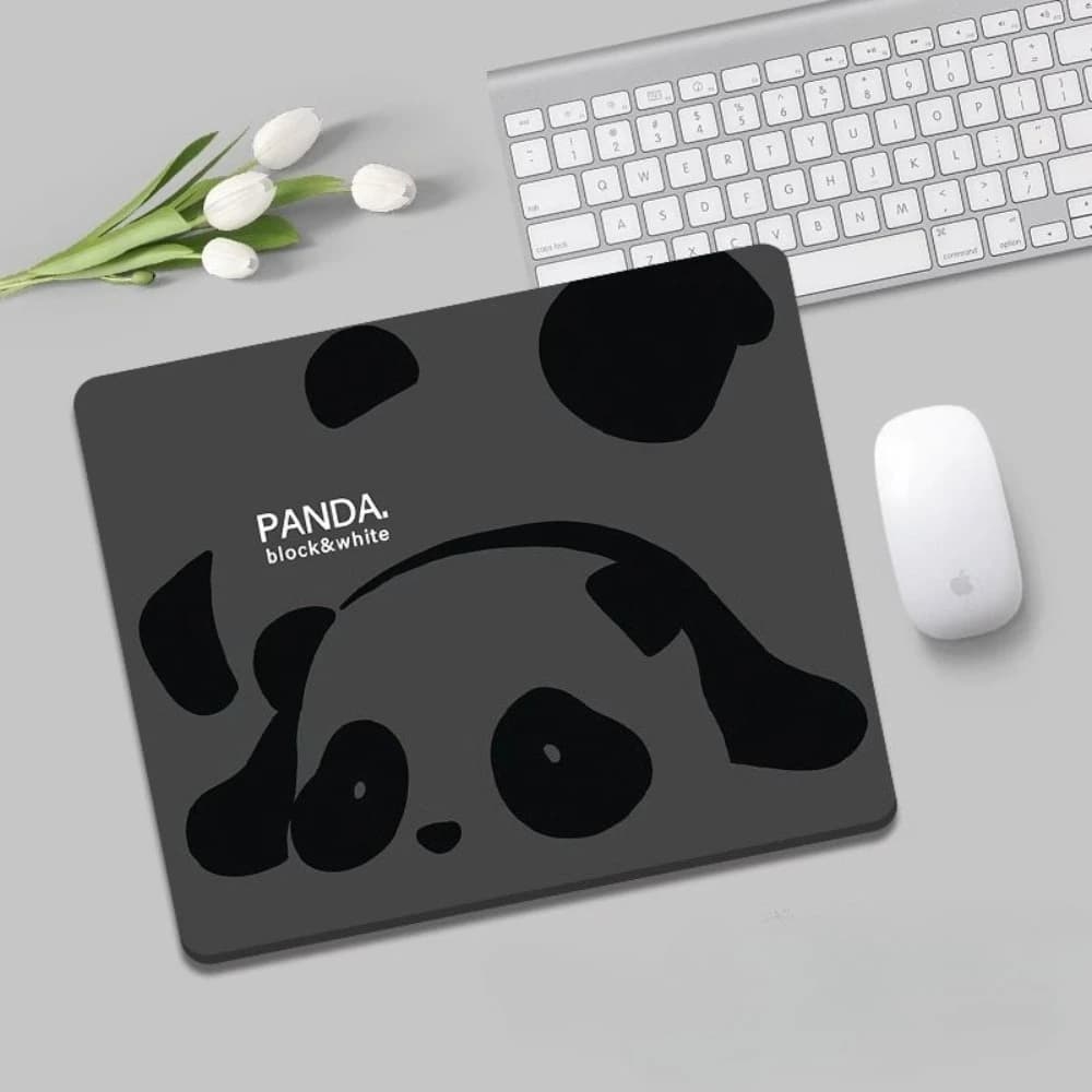 Tappetino per mouse, piccolo tappetino morbido da ufficio panda bianco e nero, tappetino per polso per laptop, casa carina, antiscivolo e resistente allo sporco