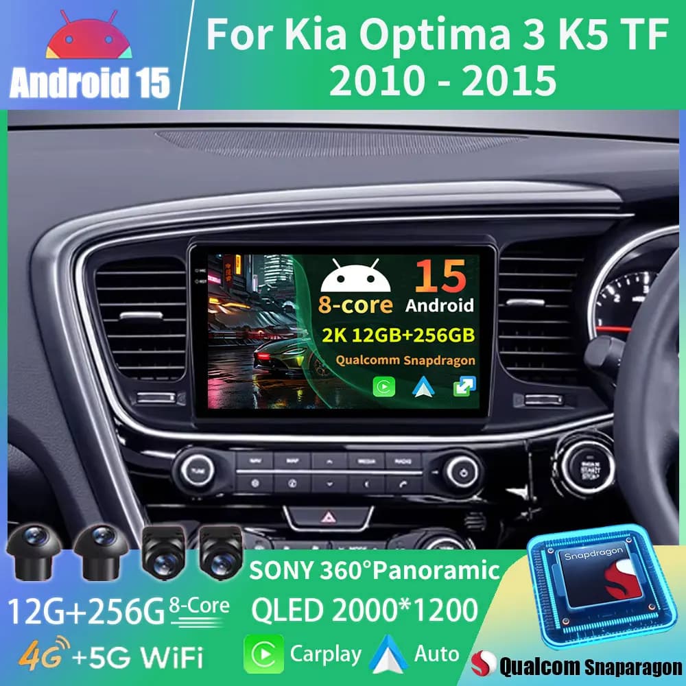 Android 15 Autoradio Per Kia Optima 3 K5 TF T 2010 2011 2012 2013 2014 2015 RHD Navigazione GPS Lettore Multimediale Stereo WiFi + 4G