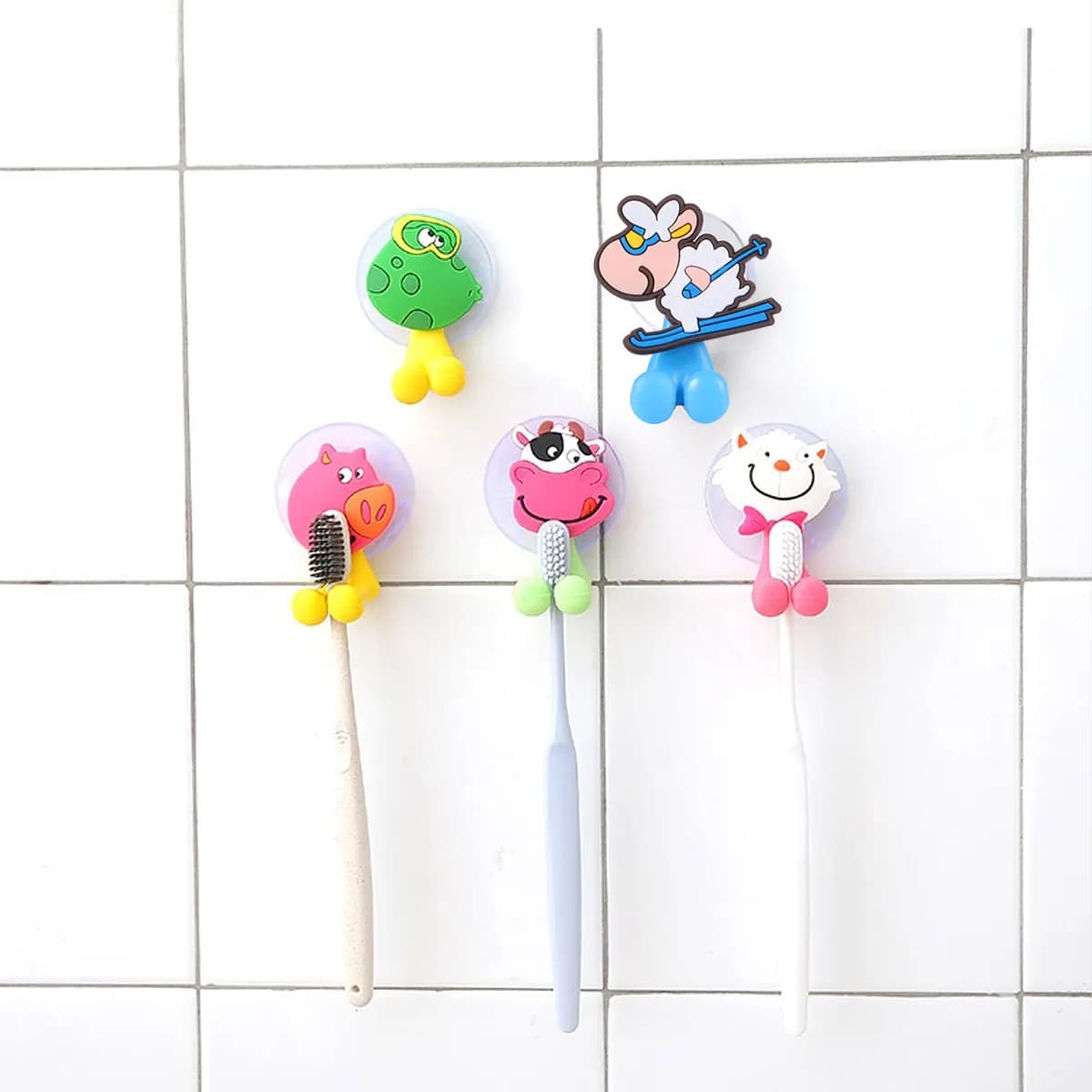 Toothbrush Holder Cartoon Wall Suction Cup Bathroom Accessories With Rack Stand Organizer
