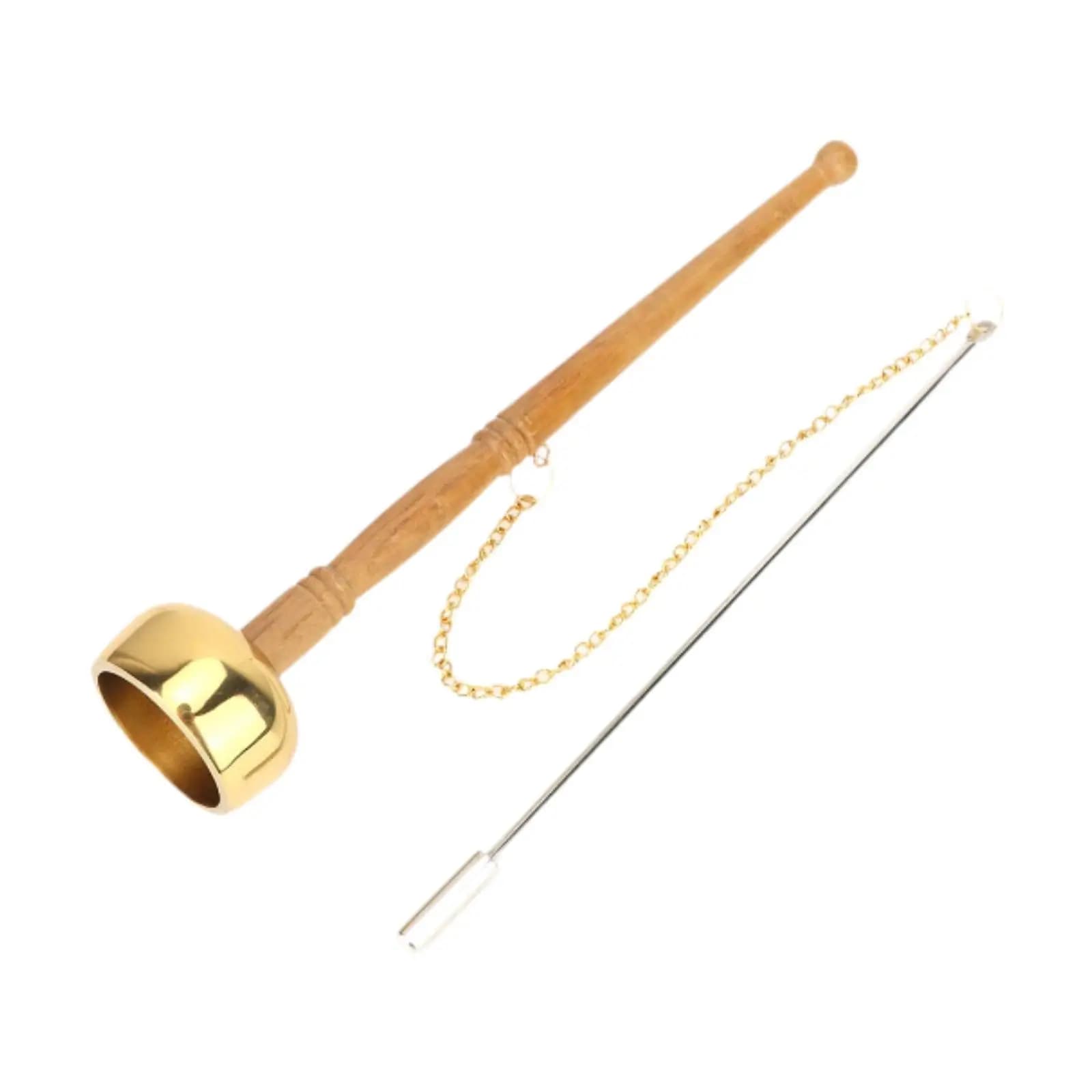 Meditation Prayer Bell Wooden Handle Brass Bell Buddhist Chime Tibetan Bell for Yoga Mindfulness Relaxation
