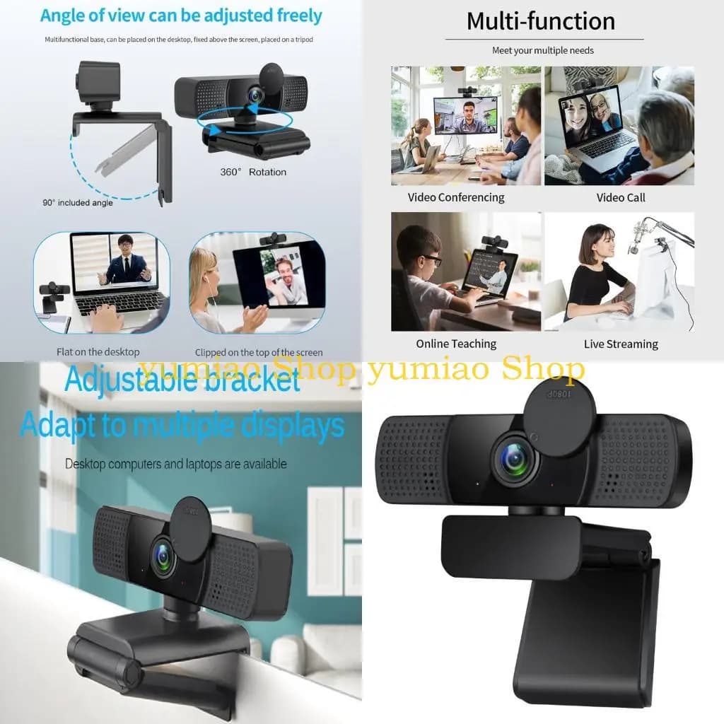 587B 1080P Webcam Automatic Focus Microphone Embedded Privacy Cover Family Friendly Gifts