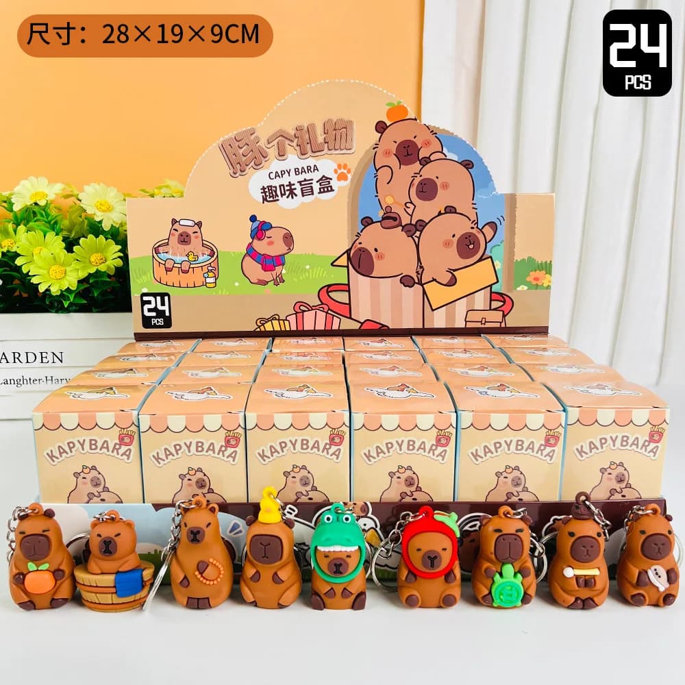 Disponibile 24 pezzi capibara scatola cieca portachiavi carino morno orso figura scatola misteriosa ciondolo bambola borsa all'ingrosso decorazioni zaino