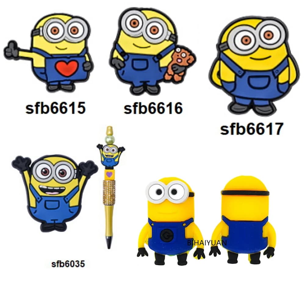 Cartoon Minions focale perline in silicone massaggiagengive perline gioielli per uso alimentare per catena ciuccio con penna