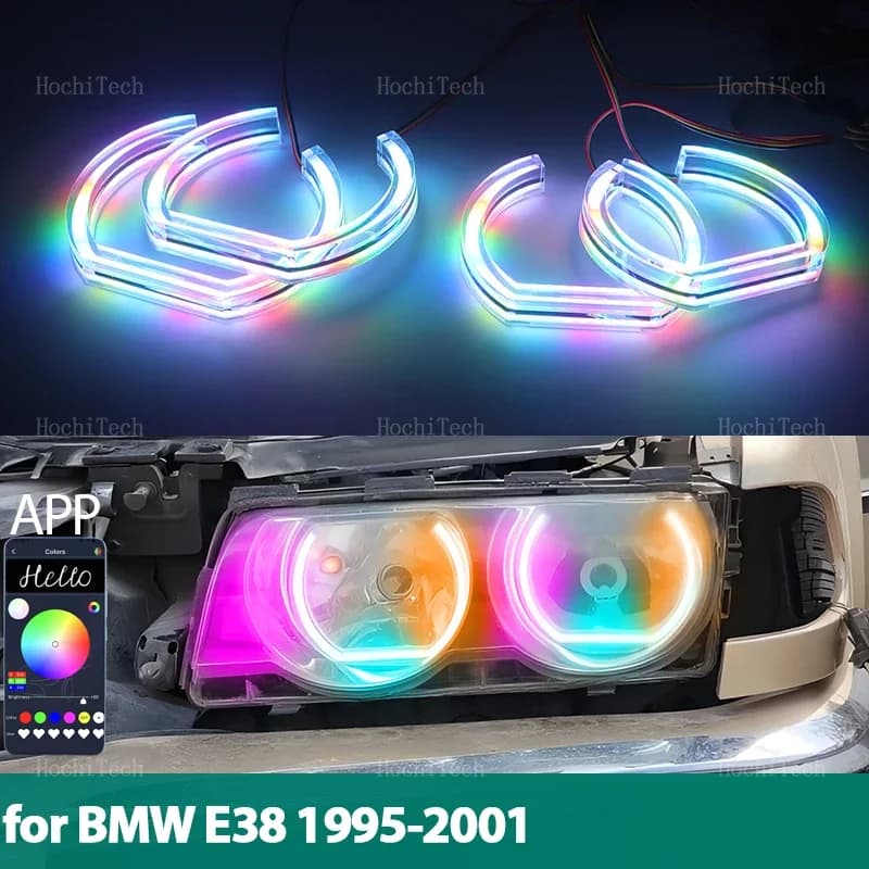 Per BMW Serie 7 E38 1995-2001 Faro XENON Anello LED dinamico Angel Eyes Telefono APP controllo telecomando Anelli lampeggianti