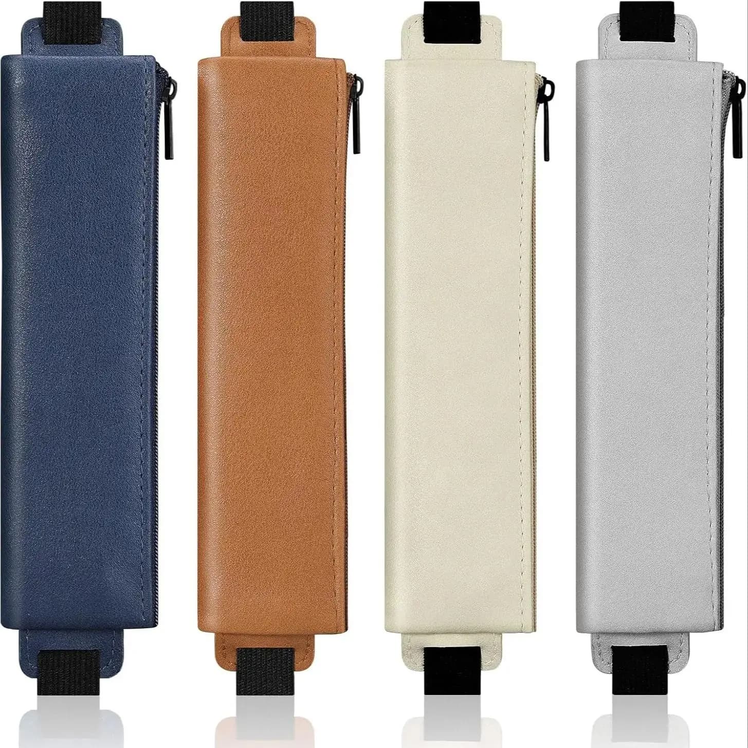 Portapenne elastico per notebook, astuccio in pelle PU con fascia regolabile, borsa con cerniera per materiale scolastico di cancelleria per pianificatori