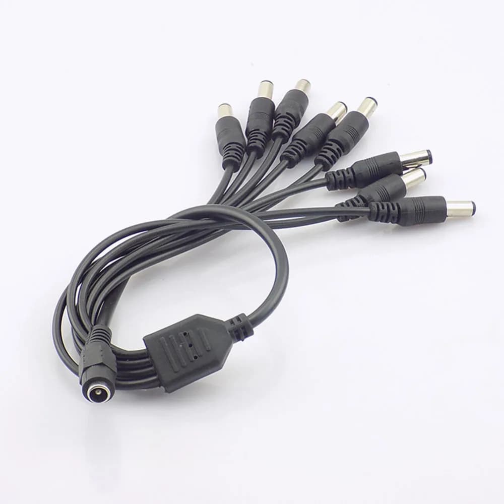 5.5mm*2.1mm 1 Female to 8 Male DC Power jack Adapter 8 way Splitter Plug Connector Cable Supply for CCTV Camera led strip E2