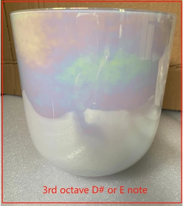 3rd octave E note solar plexus chakra or D# Adrenals chakra size about 7.5" magic pearl white cosmic crystal singing bowl