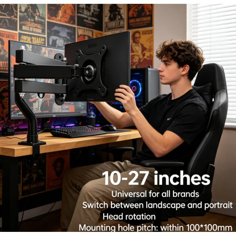 14-24'' Universal TV Wall Mount Bracket 20° Tiltable 360° Rotatable for Computer Monitor Flat Panel Stand Home Office Use