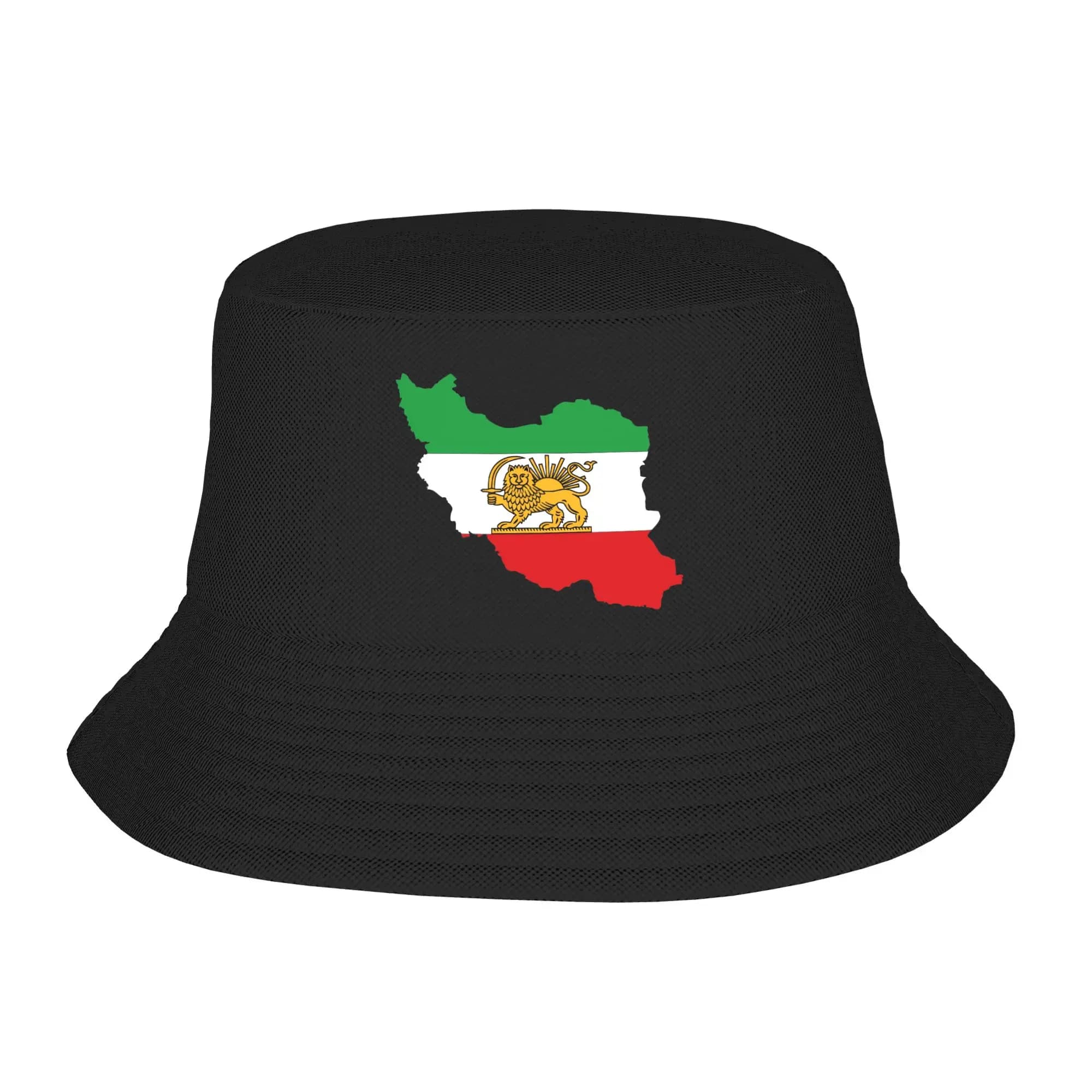 Fisherman's hat with map of Iran, lion and sun, street style, breathable, for hunting, sun protection, unisex, fun design