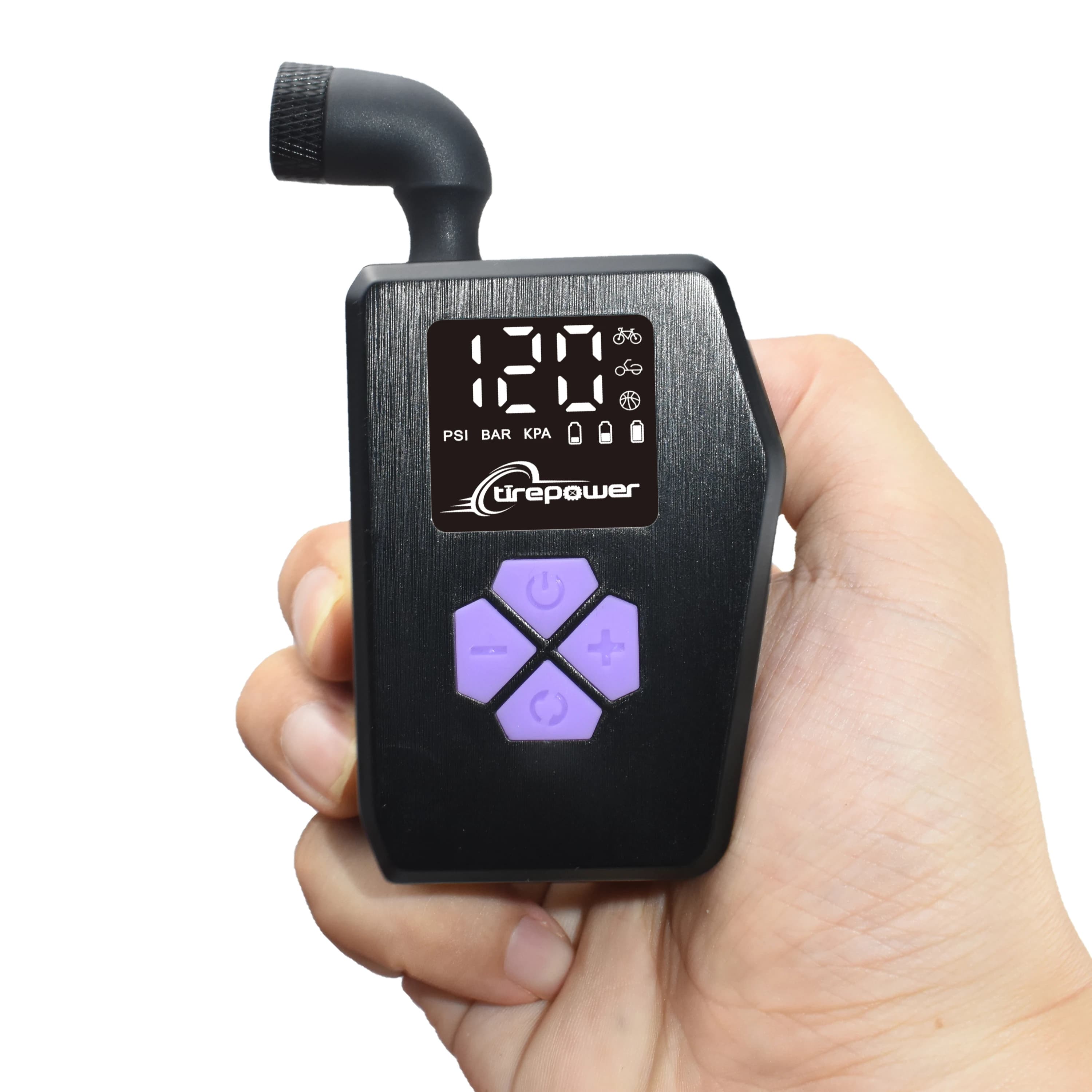 Mini pompa per bicicletta elettrica 120PSI tipo C pompa per gonfiaggio ad aria ricaricabile per bici da strada MTB con valvola Schrader, Presta e Clik