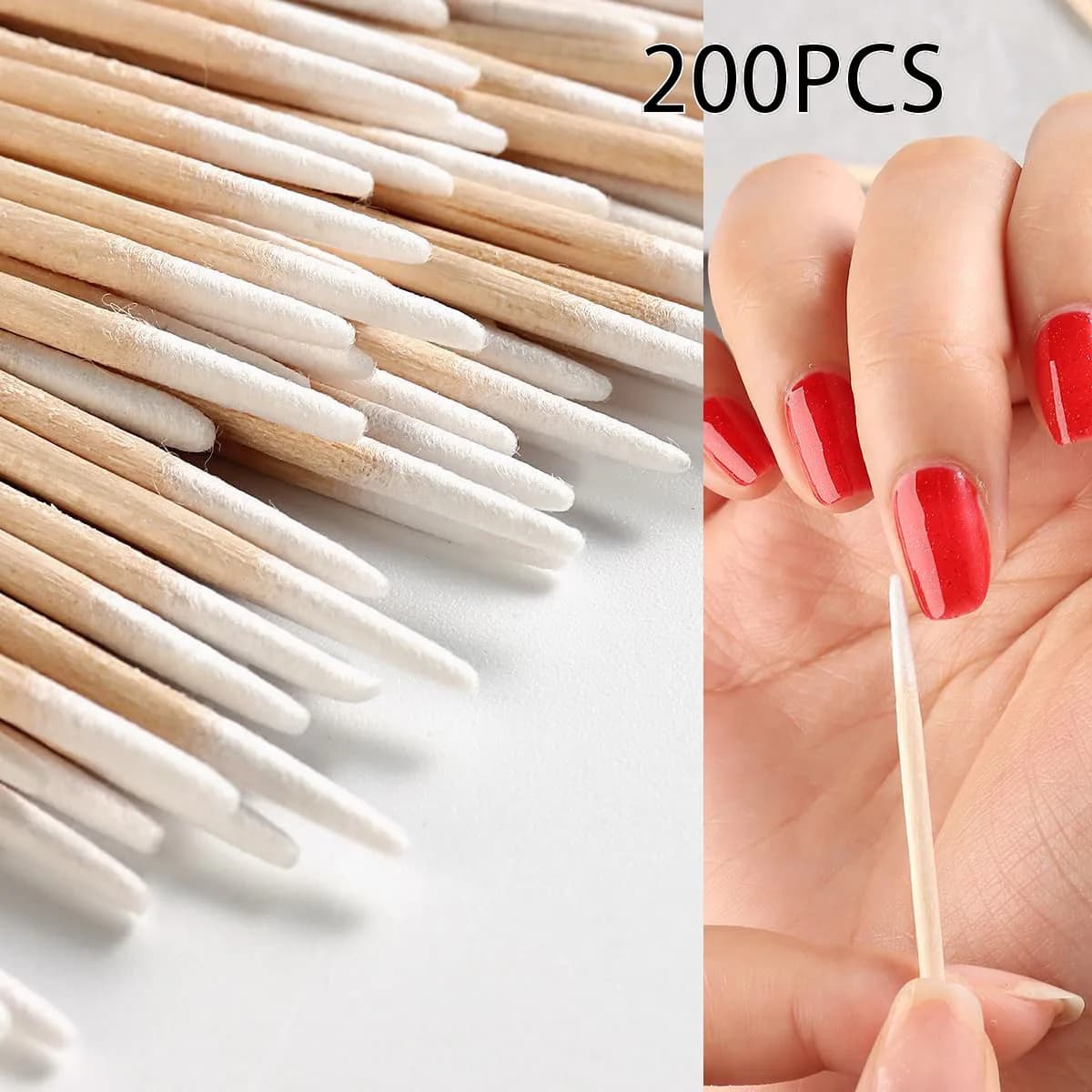 200 pz Unghie Artistiche Legno Tampone di Cotone Pulizia 7 CM 10 CM Microbrush Ciglia Bastoni Punta A Punta Tamponi di Cotone Nail Polish Remover