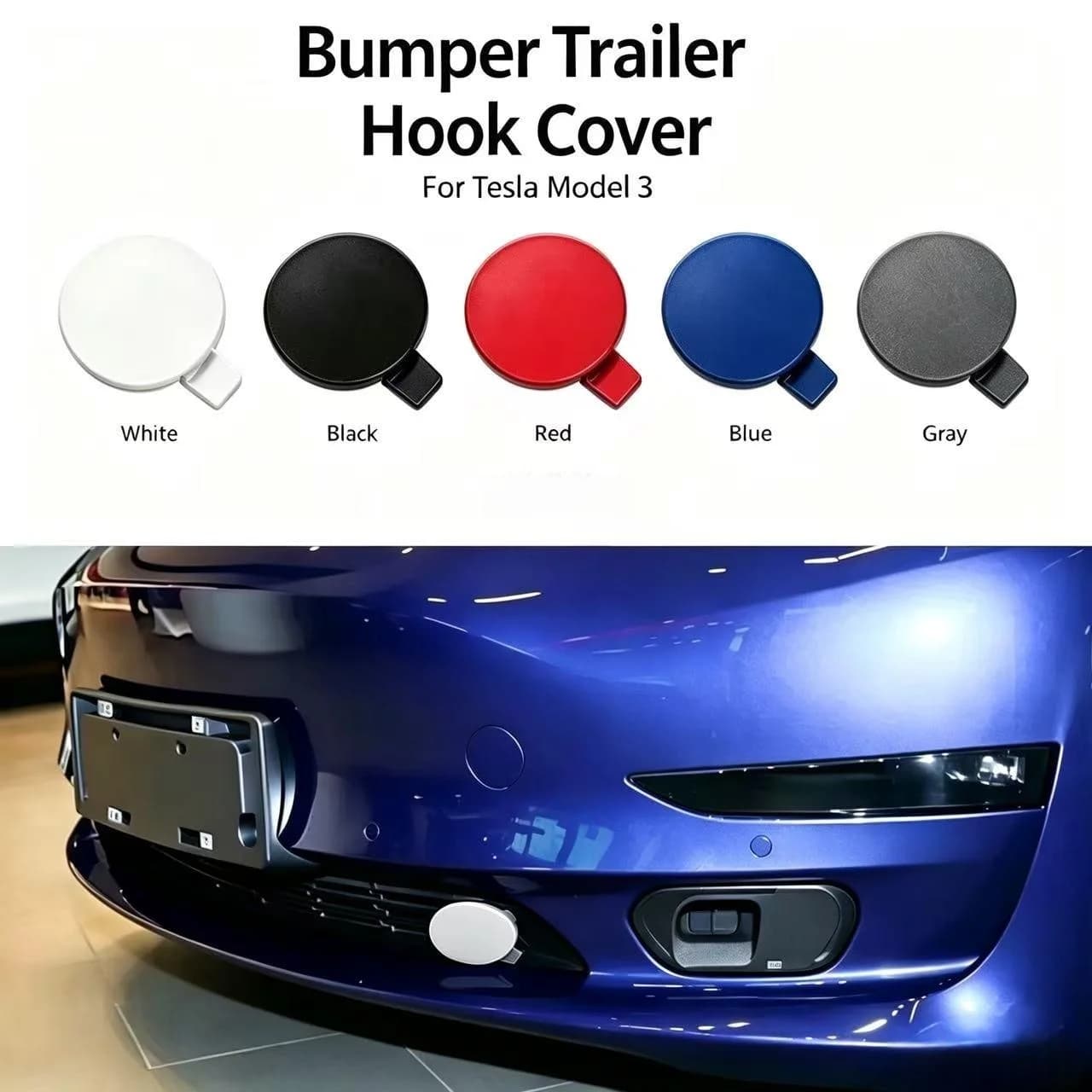 For Tesla Model 3 Front Bumper Trailer Tow Hook Cover Cap 1460701 Dustproof Waterproof ABS Plug Car Exterior Trim