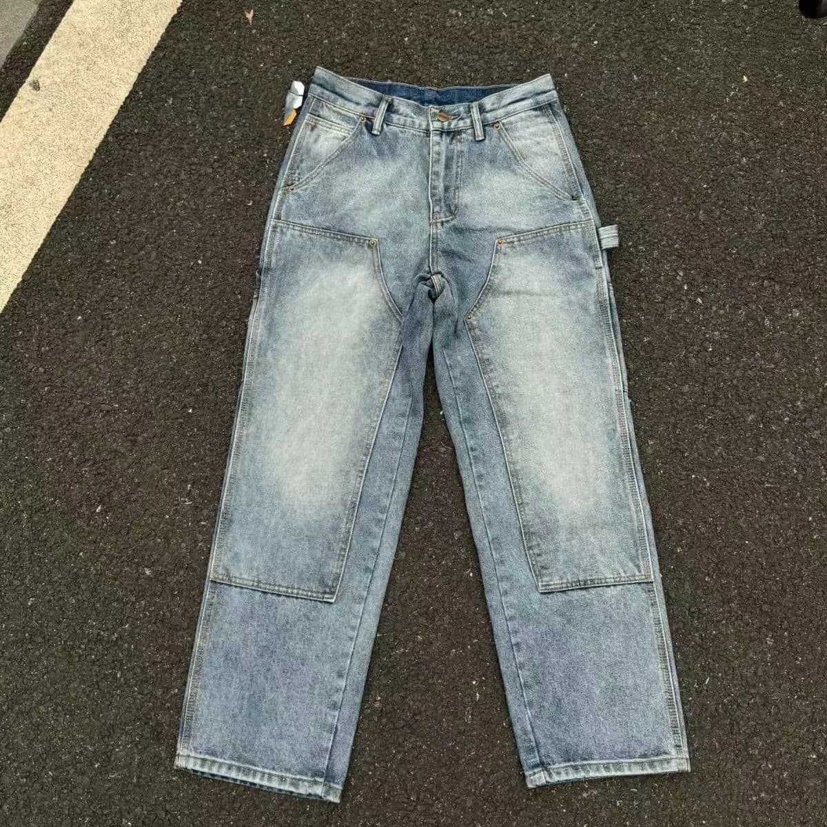 Jeans da Uomo Bulu American Retro Workwear, Gamba Dritta e Larga, Multi Tasche, Stile Street Skateboard, Casual Estivi