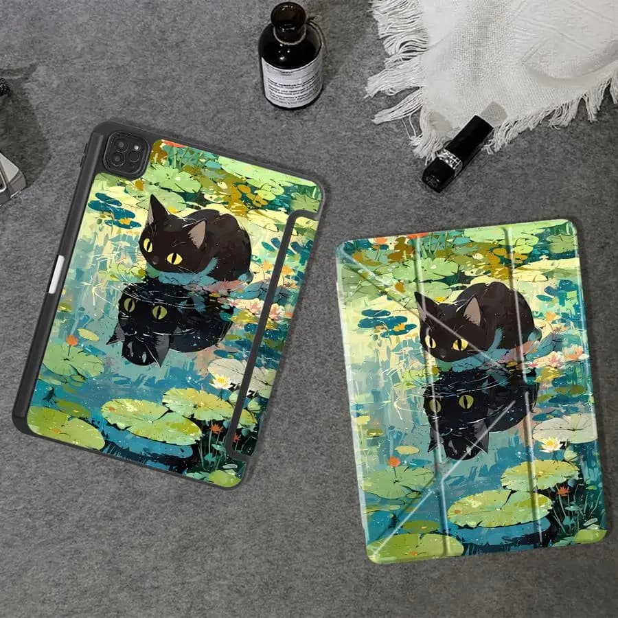 Custodia per Tablet per iPad Air 4 5 M3 M2 1 2 M4 11 pollici Pro 11a 10a 9a 8a 7a generazione 12.9 pollici Pro 2025 Mini 6 7 con supporto e design Monet Cat