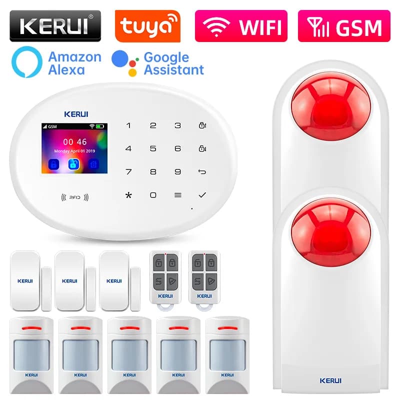 KERUI W202 Pannello di Allarme Sistema di Allarme Domestico Tuya Smart WiFi GSM Allarme per Casa Antifurto Wireless Anti-Pet Sensore di Movimento Sensore Porta