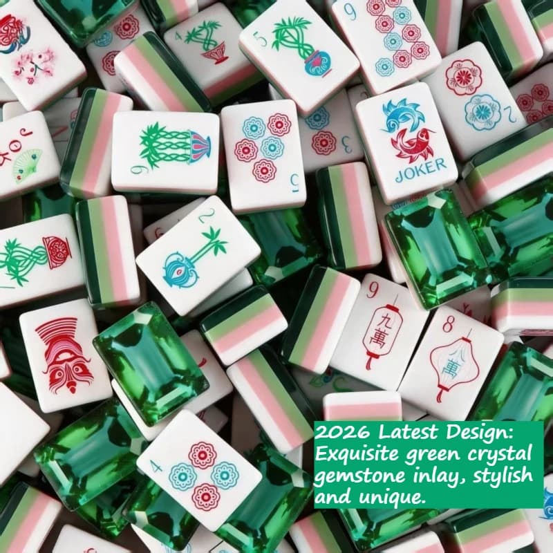 Nuovo Set Mahjong Americano 2026, Tessere in Acrilico a 4 Strati con Cristalli Verdi, 160 Pezzi, Lussuoso Mah Jongg Americano