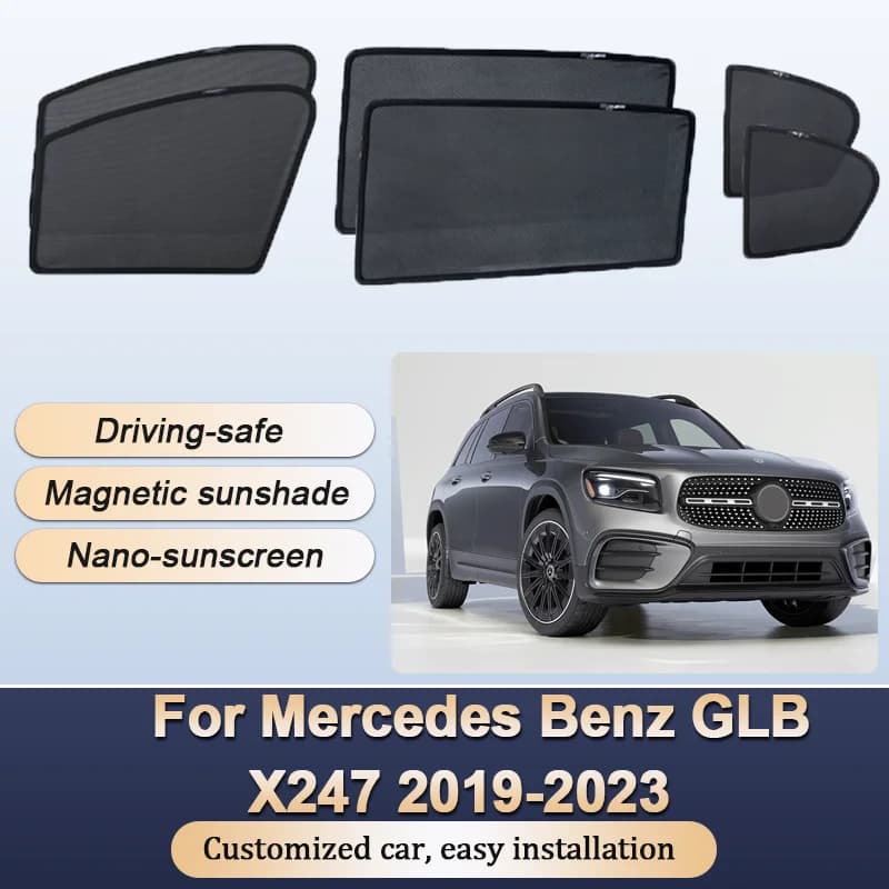 Tende Da Sole Per Mercedes Benz GLB X247 2019 2020 2021 2022 2023 Tende Da Sole Isolamento termico Magnetico Finestra Visiera Accessori Auto