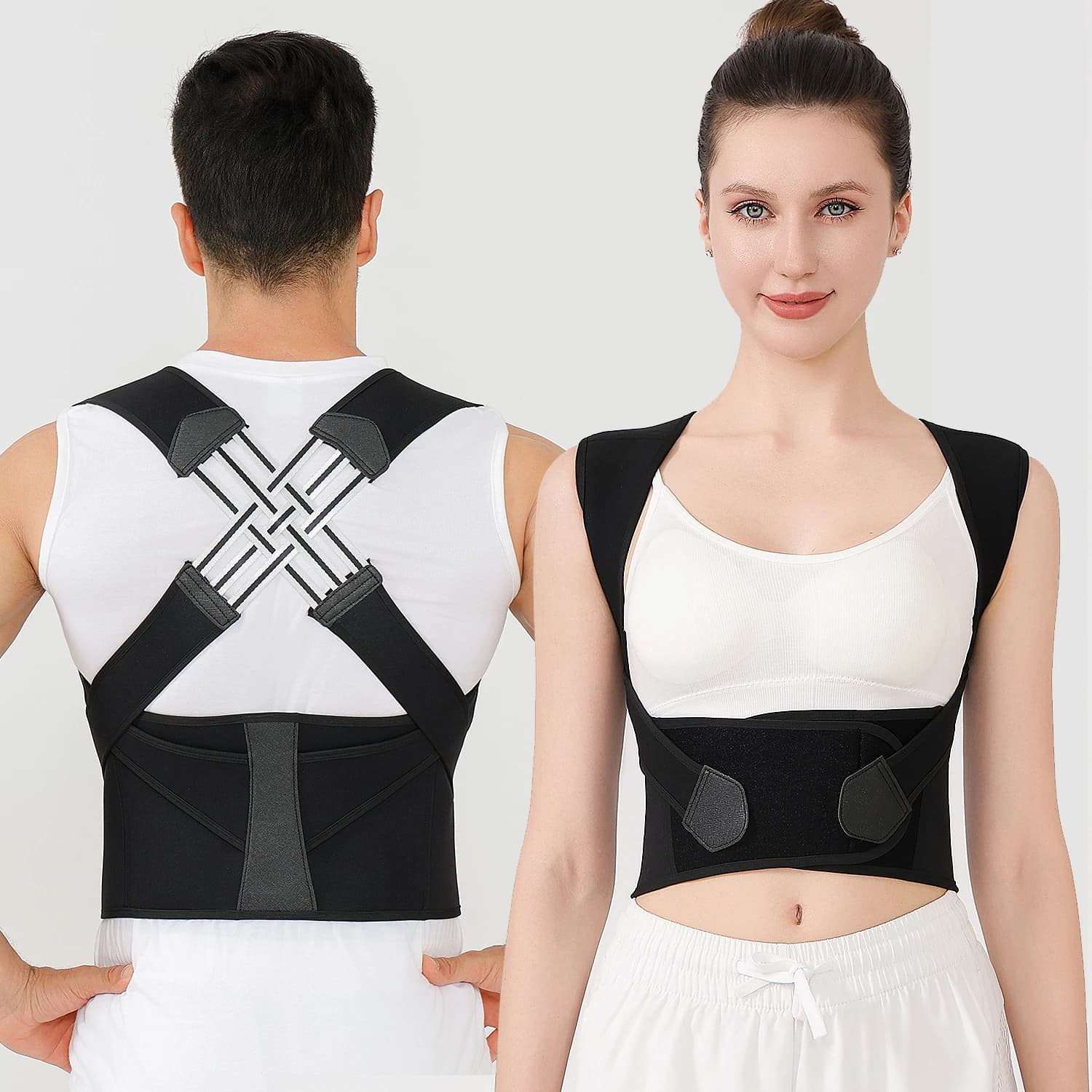 Black Posture Corrector for Women, Breathable Elastic Belt for Posture Correction, Adjustable for Students