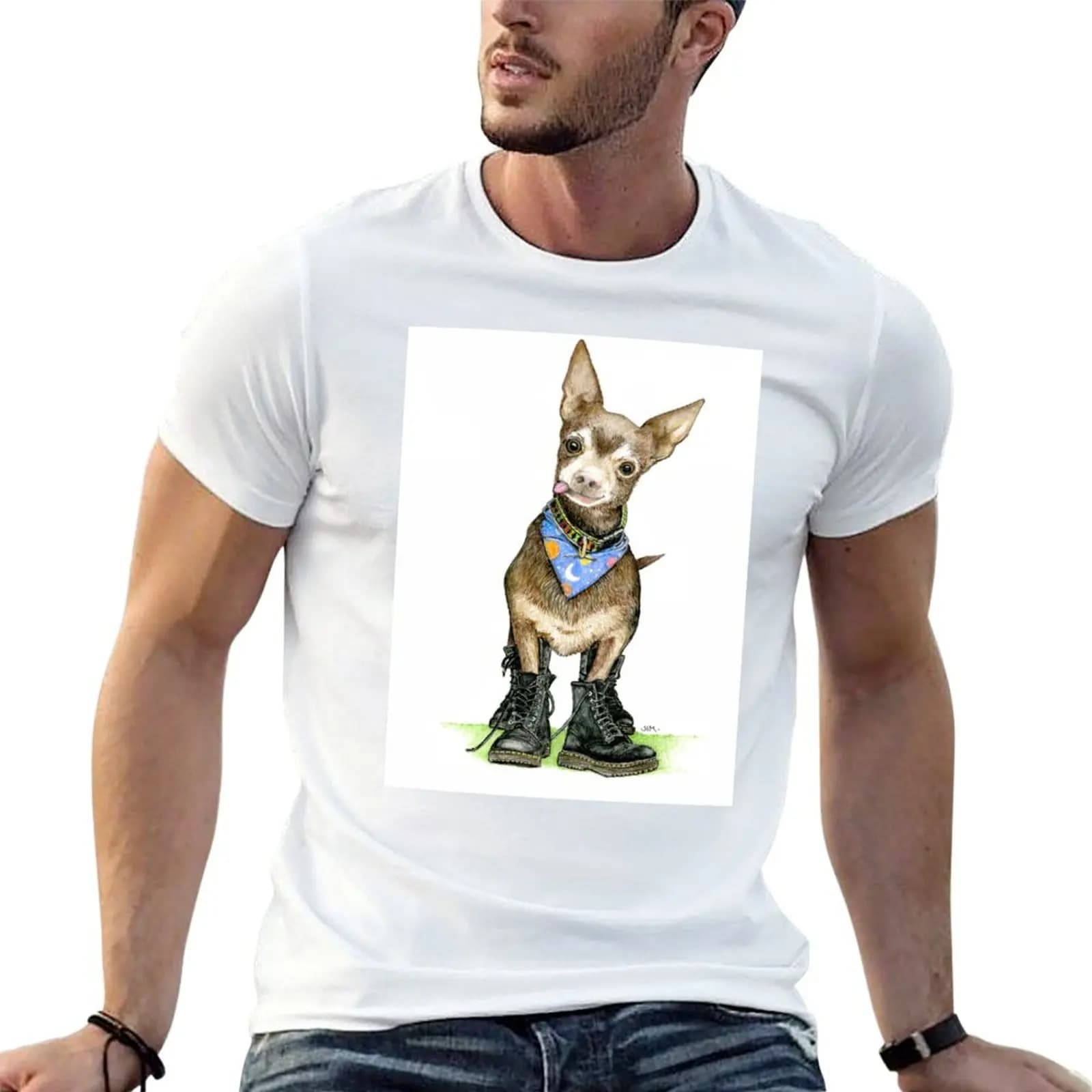 Chihuahua in Boots T-Shirt Athletic Quick Dry T-Shirt for Men