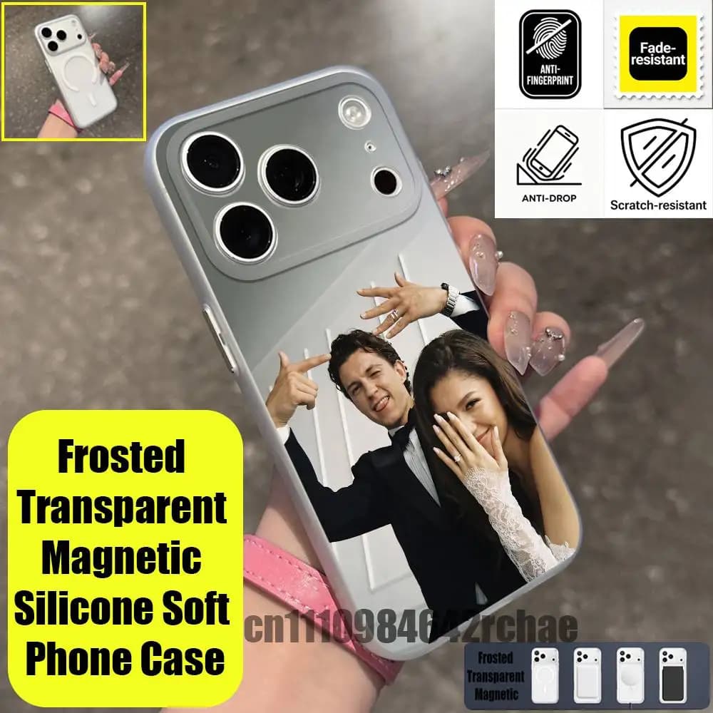 For iPhone 15 12 11 14 13 16 17 E Pro Max Plus Mini Air For Tom Holland Actor Phone Case For Magsafe Magnetic Clear