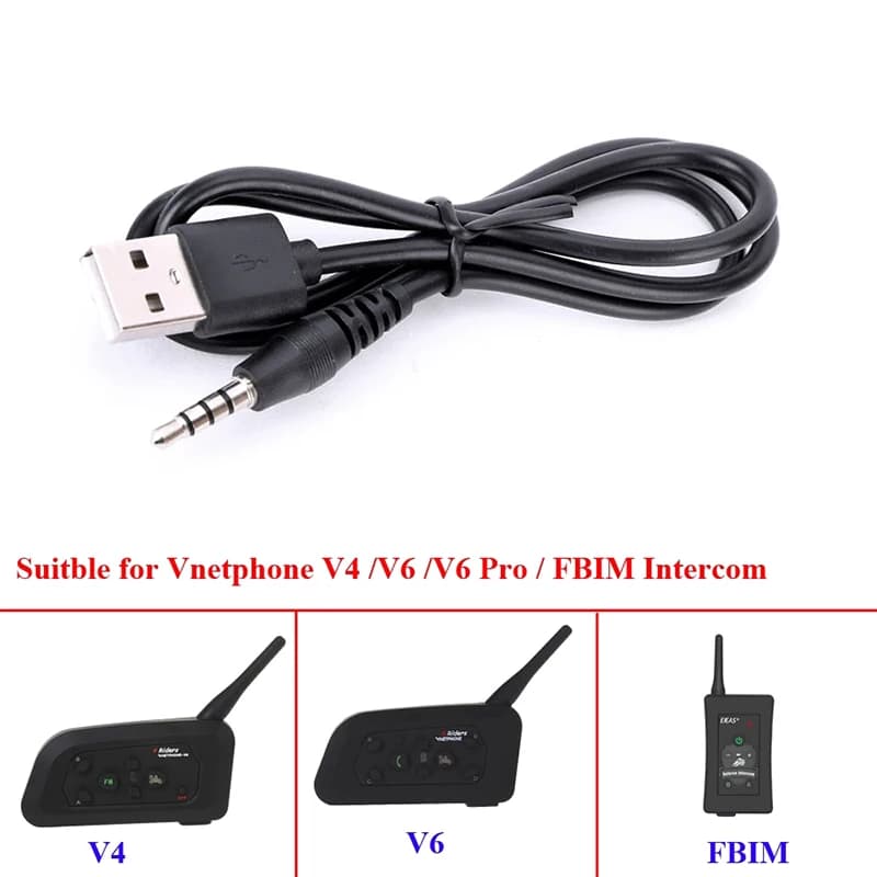 Accessori per interfono per casco cavo di ricarica USB per EJEAS Vnetphone V4C V6C V6 V4 V6 Pro FBIM auricolare interfono per casco moto
