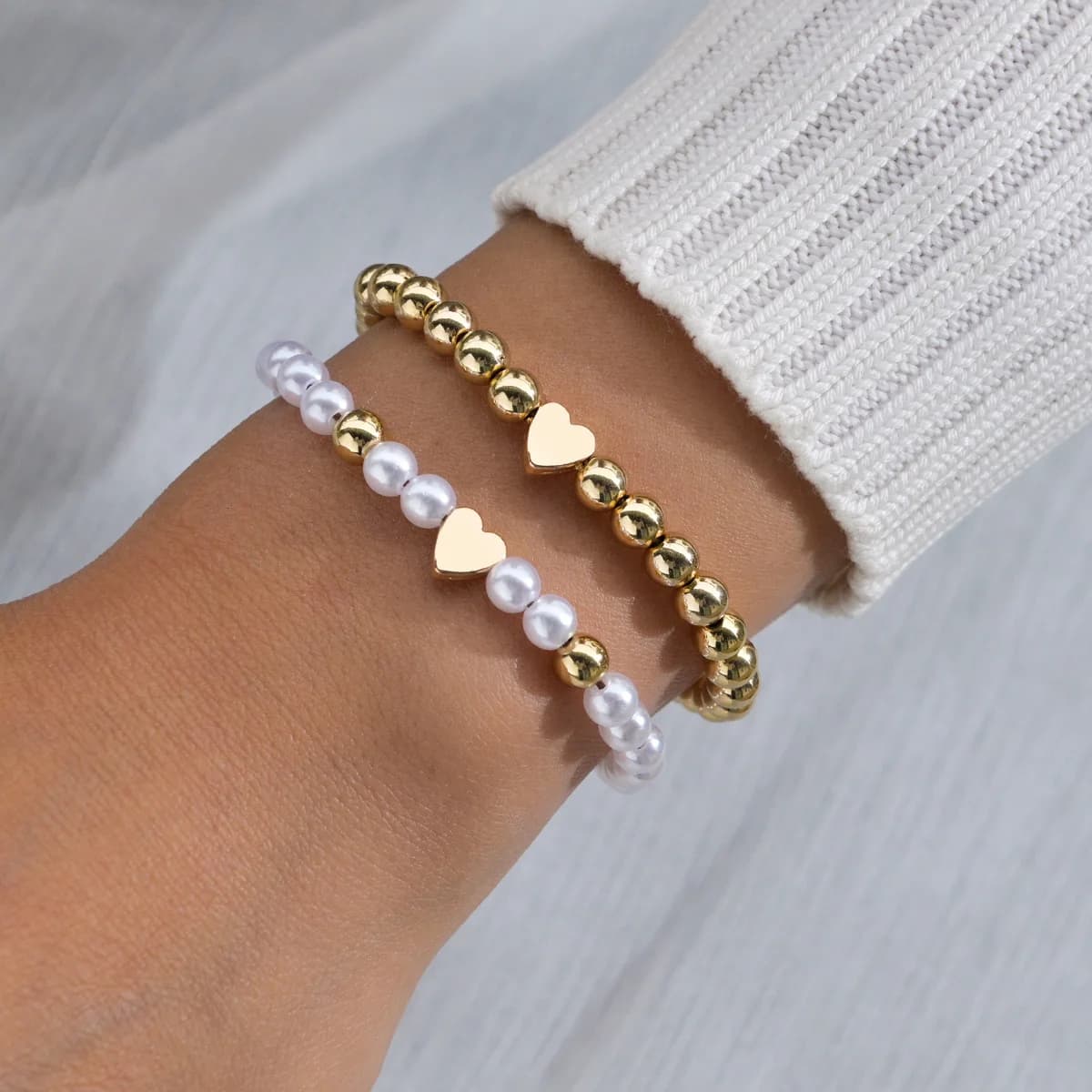 2 PSC Love Imitation Pearl Perline Catena di corda regolabile Bracciale per coppia regalo di gioielli di San Valentino