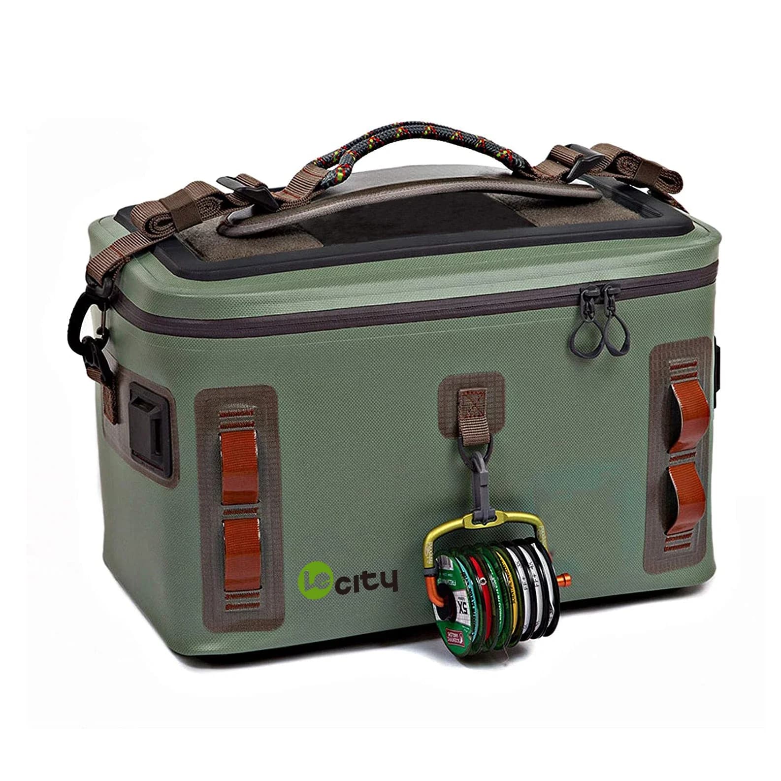 LE CITY popular custom fishing bags with large box for waterproof green outdoor equipment