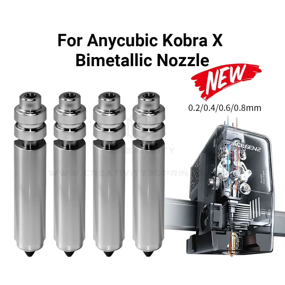 Bimetallic Nozzles For Anycubic Kobra X Combo Quick Swap Hotend Nozzle Hardened Steel 0.2/0.4/0.6/0.8mm Kobra X 3D Printer Parts